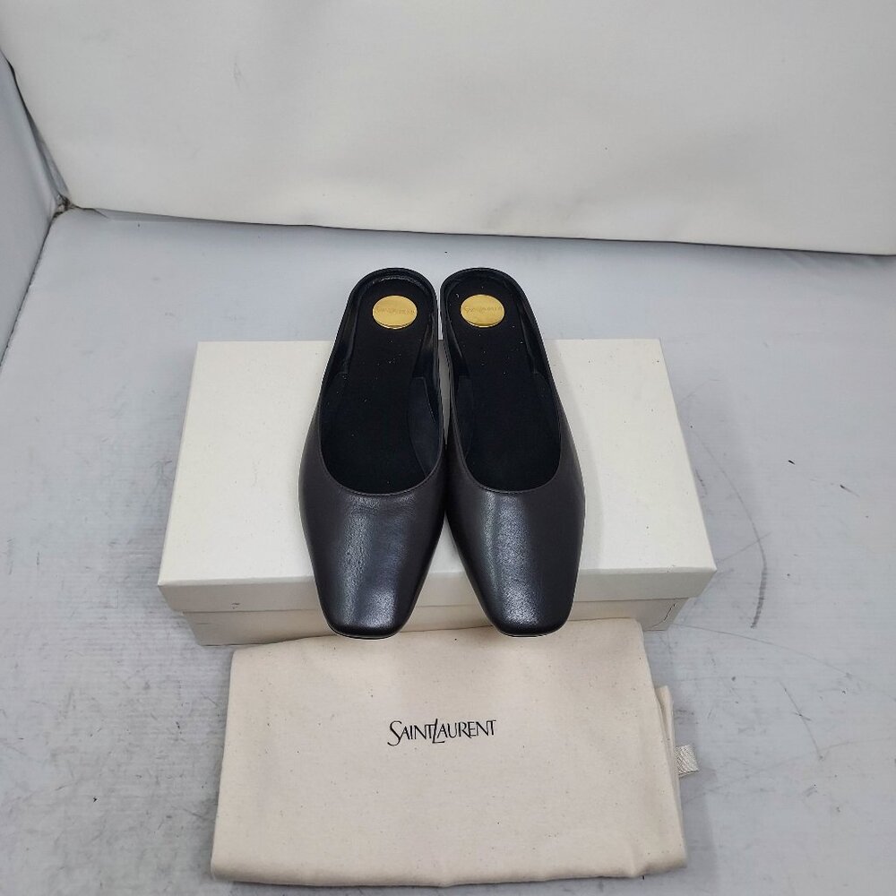 Saint Laurent YSL Black Womens Leather Lido Slip-on Shoe - Picture 4 of 11